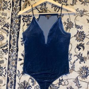 Express blue velvet Bodysuit